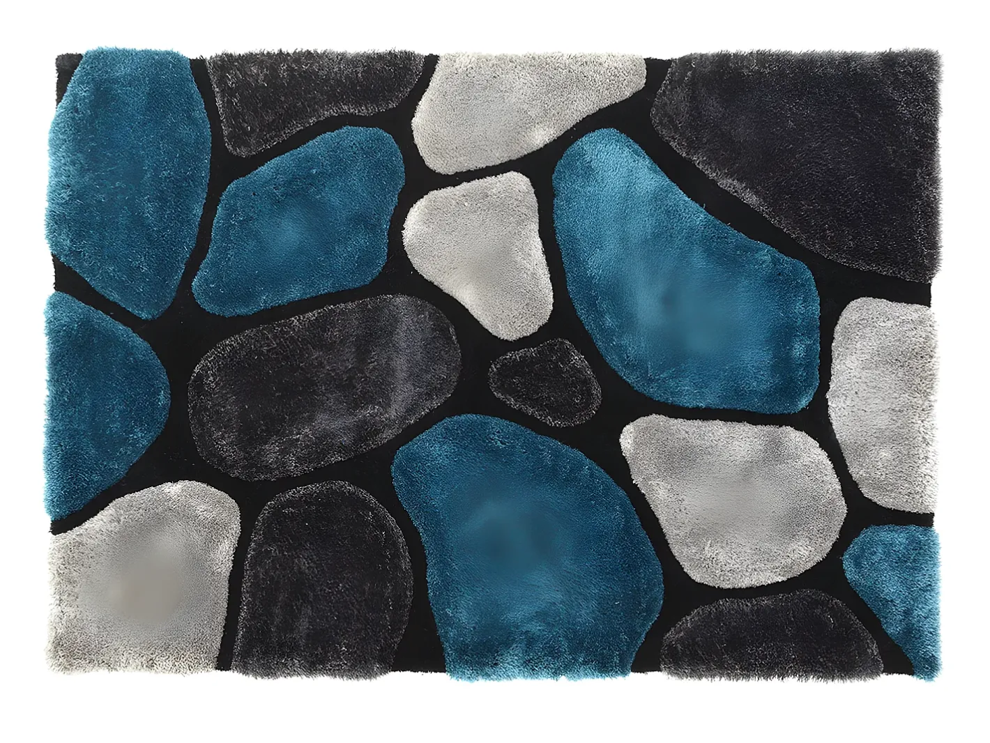 OZAIA Alfombra De Salón-Alfombra shaggy turquesa y gris poliéster 160x230 cm PIETRA Azul turquesa