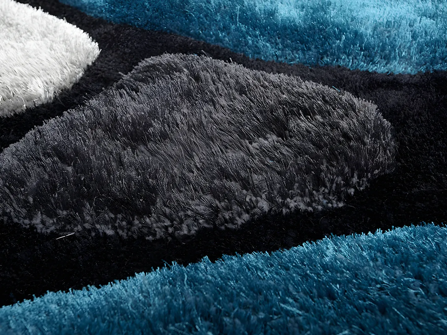 OZAIA Alfombra De Salón-Alfombra shaggy turquesa y gris poliéster 160x230 cm PIETRA Azul turquesa