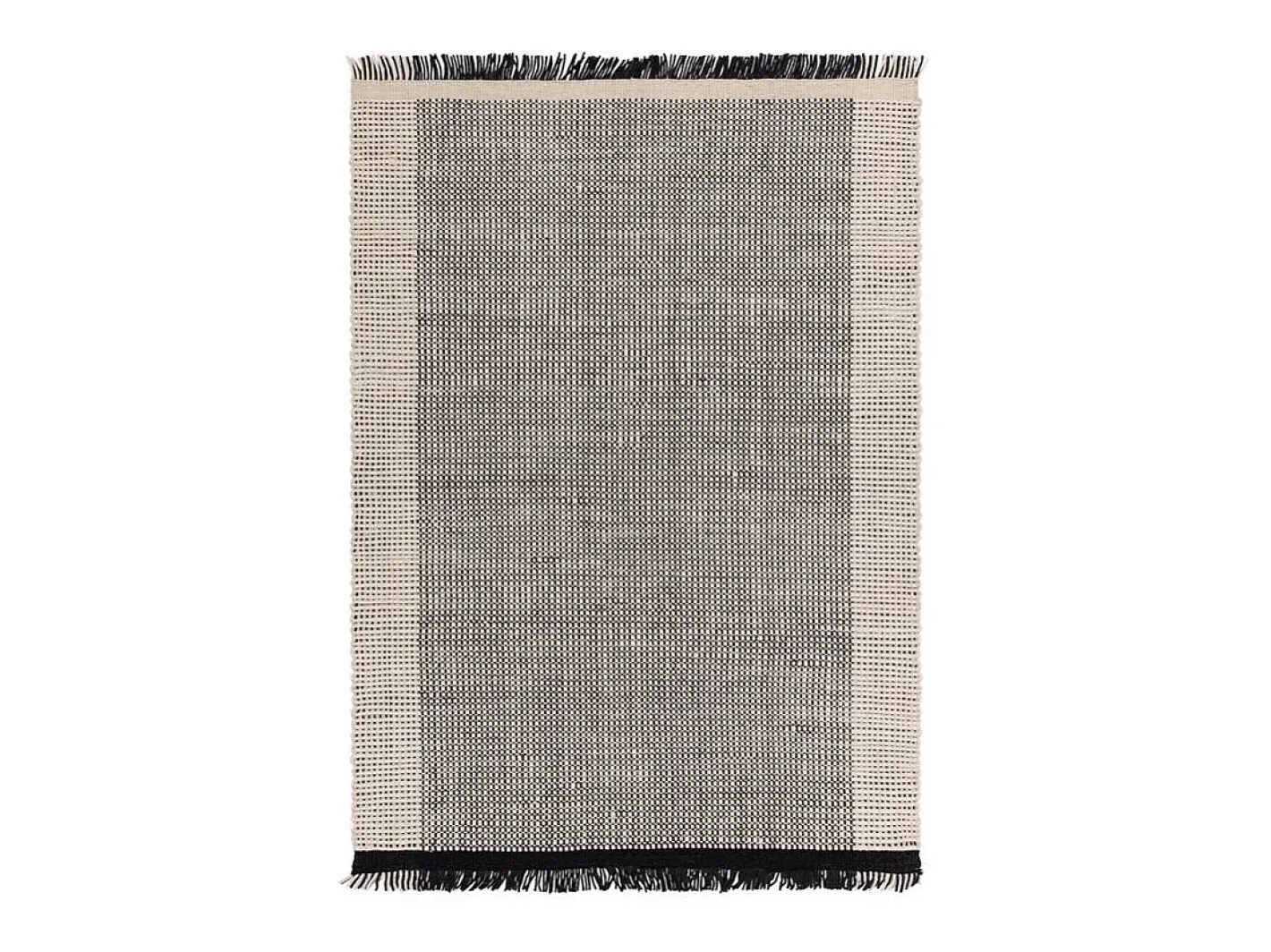 Alfombra De Salón-Alfombra tejida a mano, 100% lana - 160x230cm - , crema, blanco - Avalon Negro