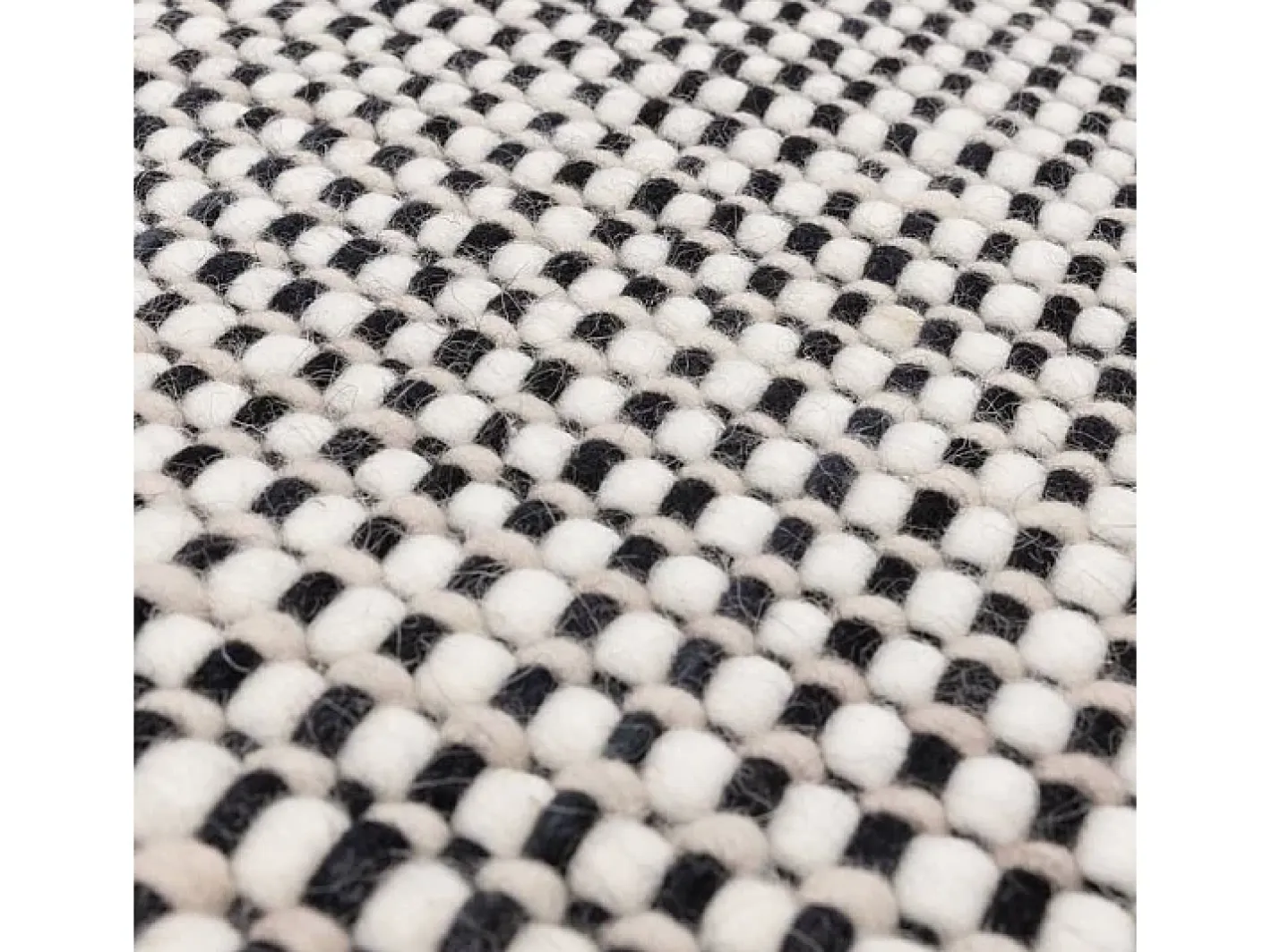 Alfombra De Salón-Alfombra tejida a mano, 100% lana - 160x230cm - , crema, blanco - Avalon Negro