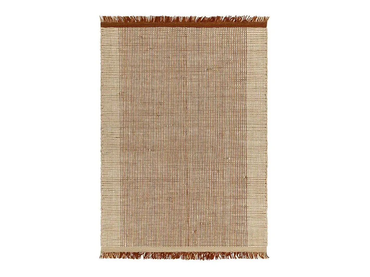 Alfombra De Salón-Alfombra tejida a mano, 100% lana - 200x290cm - , crema, blanco - Avalon Naranja