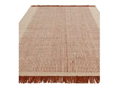 Alfombra De Salón-Alfombra tejida a mano, 100% lana - 200x290cm - , crema, blanco - Avalon Naranja
