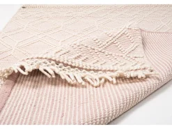 Alfombra De Salón-Alfombra tejida a mano con diseño étnico 65x135 cm Colored Macrame Rosa
