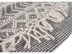 Alfombra De Salón|Alfombra Redonda-Alfombra tejida a mano con diseño étnico 140x140 cm Colored Macrame Gris