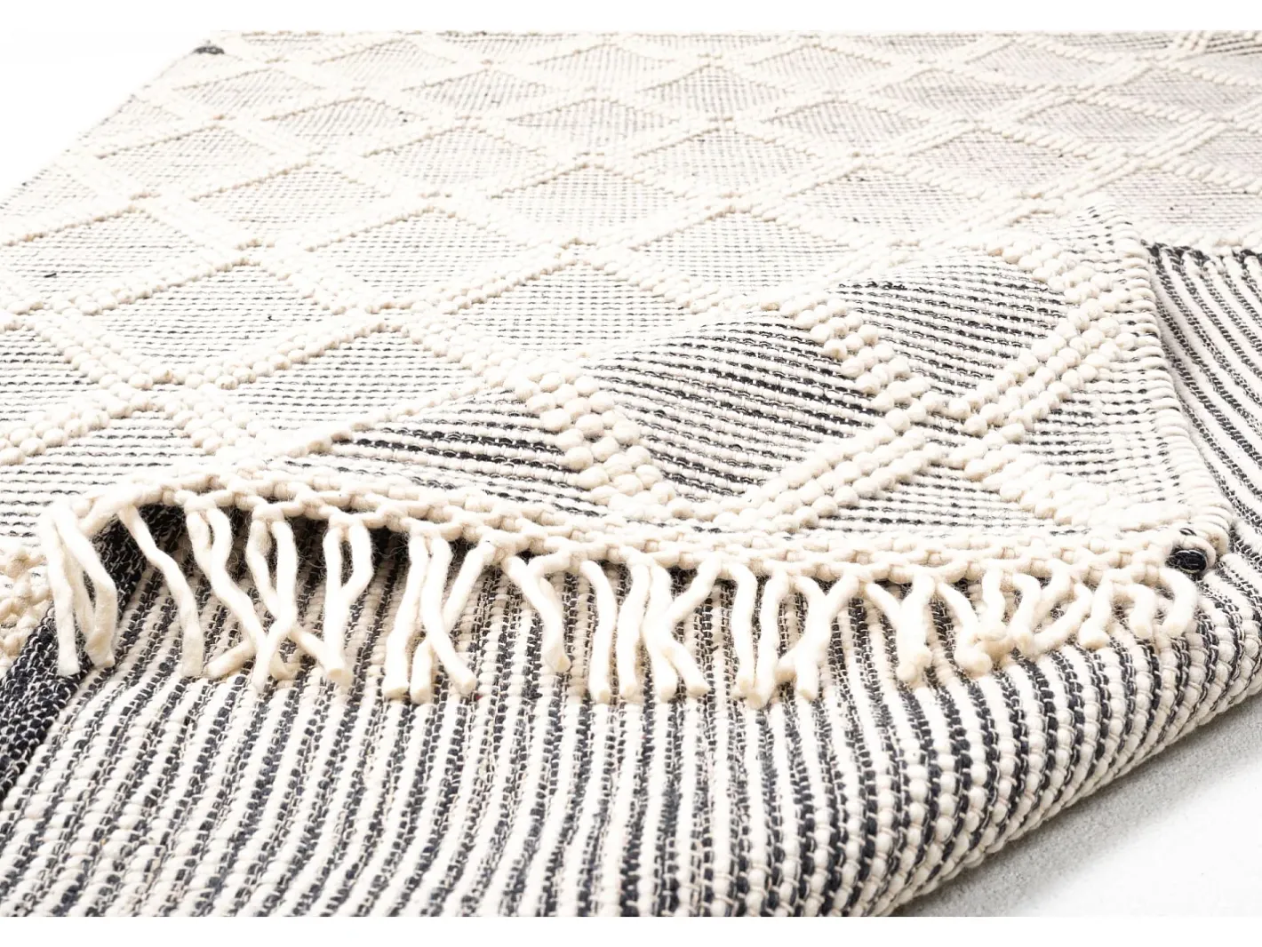Alfombra De Salón-Alfombra tejida a mano con diseño étnico 65x135 cm Naturaleza Colored Macrame Color natural claro