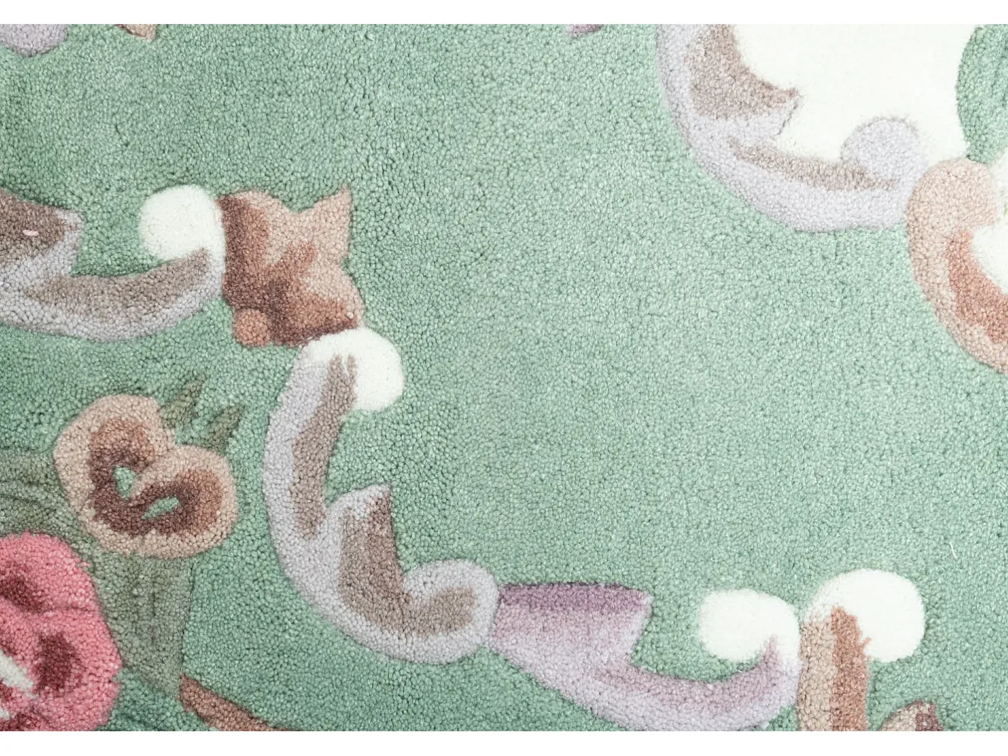 Alfombra De Salón-Alfombra tejida a mano con borde en diseño Aubusson 190x290 cm Ming Verde