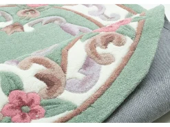 Alfombra De Salón-Alfombra tejida a mano con borde en diseño Aubusson 190x290 cm Ming Verde