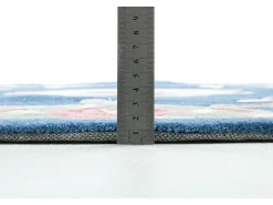 Alfombra tejida a mano con borde en diseño Aubusson 190x190 cm Ming Azul Clearance