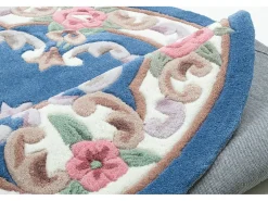 Best Alfombra tejida a mano con borde en diseño Aubusson 190x290 cm Ming Azul