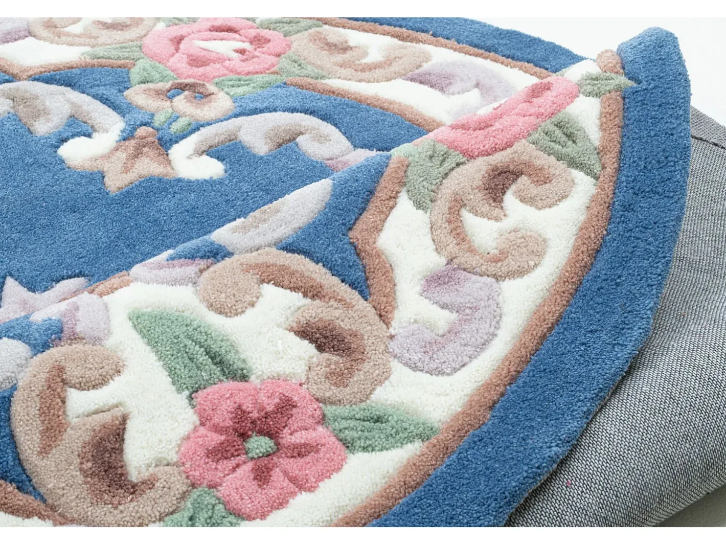 Best Alfombra tejida a mano con borde en diseño Aubusson 190x290 cm Ming Azul