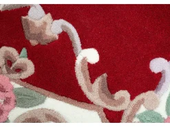 New Alfombra tejida a mano con borde en diseño Aubusson 150x150 cm Ming Rojo