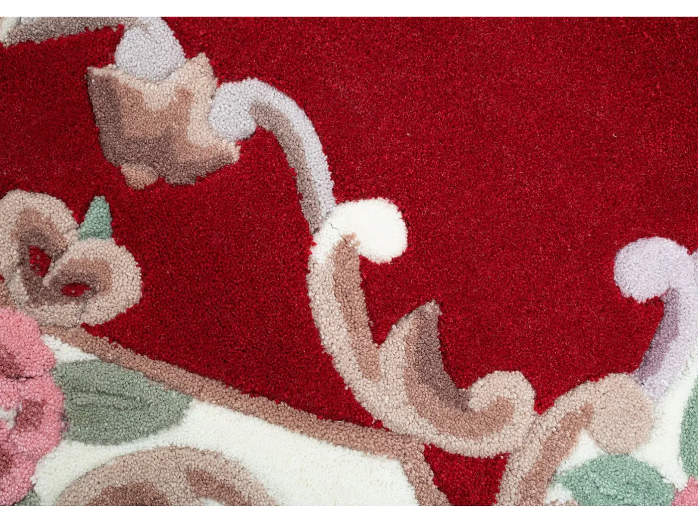 New Alfombra tejida a mano con borde en diseño Aubusson 150x150 cm Ming Rojo
