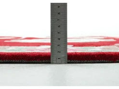 New Alfombra tejida a mano con borde en diseño Aubusson 150x150 cm Ming Rojo