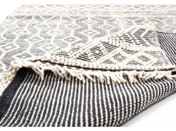 Alfombra De Salón-Alfombra tejida a mano con diseño étnico 65x135 cm Colored Macrame Gris