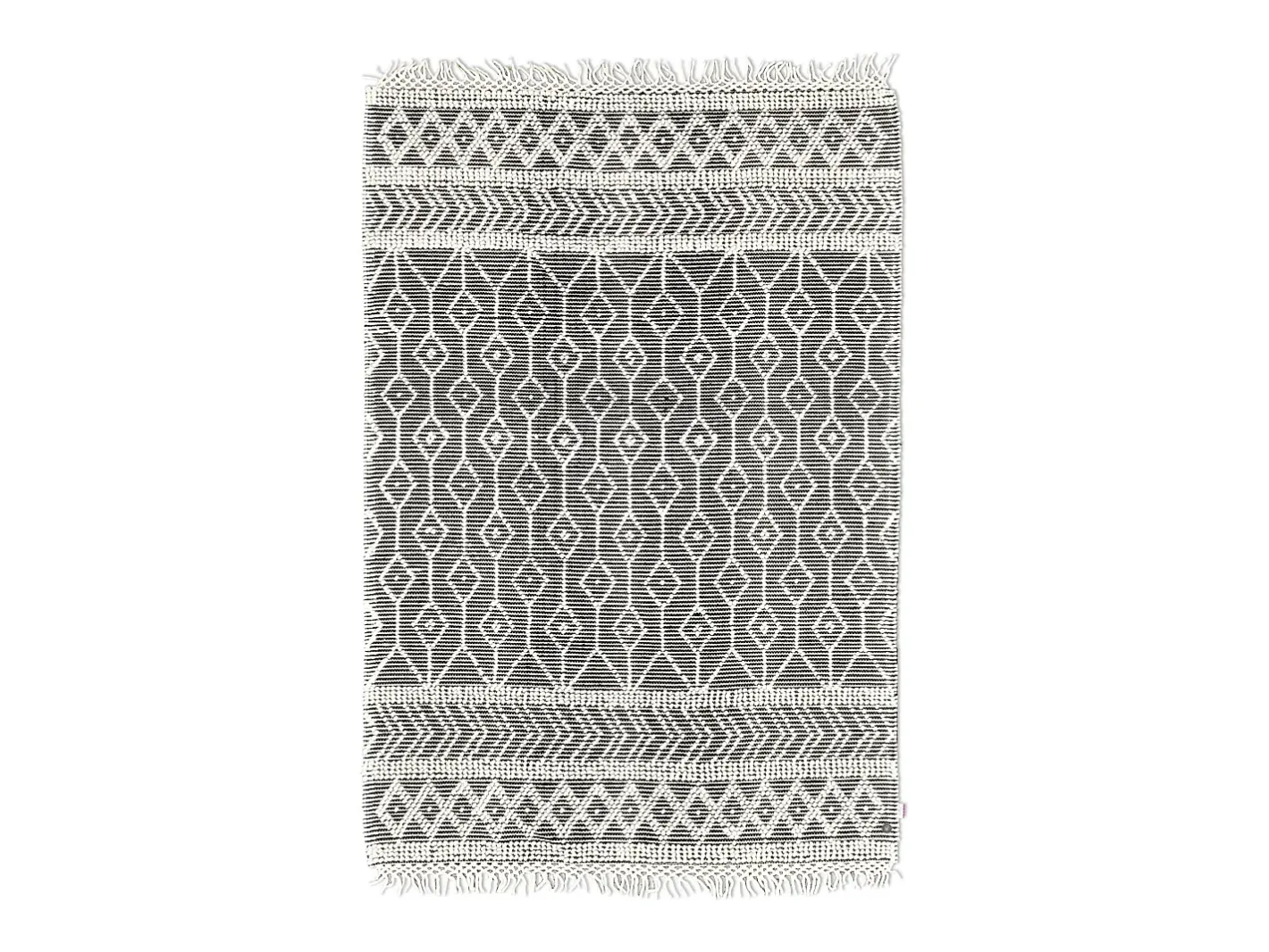 Alfombra De Salón-Alfombra tejida a mano con diseño étnico 65x135 cm Colored Macrame Gris