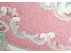 Alfombra De Salón-Alfombra tejida a mano con borde en diseño Aubusson 120x170 cm Ming Rosa