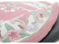 Alfombra De Salón-Alfombra tejida a mano con borde en diseño Aubusson 120x170 cm Ming Rosa