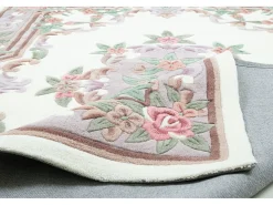 Alfombra tejida a mano con borde en diseño Aubusson 240x340 cm Ming Beige Outlet