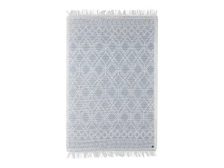 Alfombra De Salón-Alfombra tejida a mano con diseño étnico 65x135 cm Colored Macrame Azul