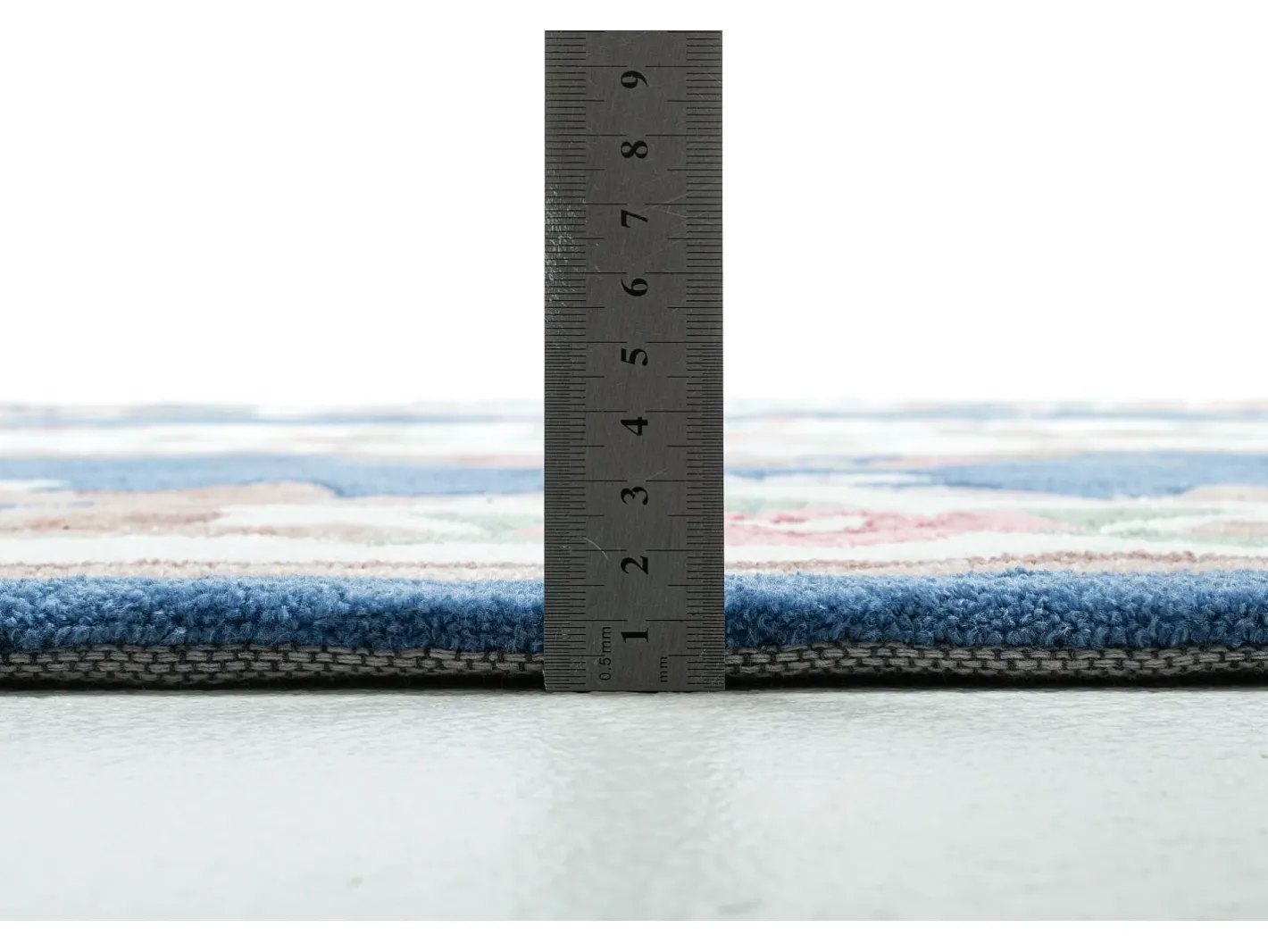 Outlet Alfombra tejida a mano con borde en diseño Aubusson 120x180 cm Ming Azul