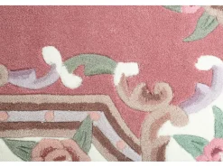 Alfombra De Salón-Alfombra tejida a mano con borde en diseño Aubusson 160x230 cm Ming Rosa