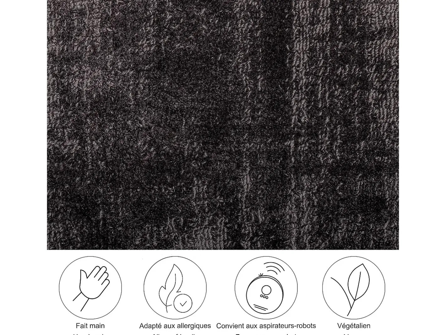 Alfombra De Salón-Alfombra tejida a mano de viscosa 190x290 cm Antracita Star Gris antracita