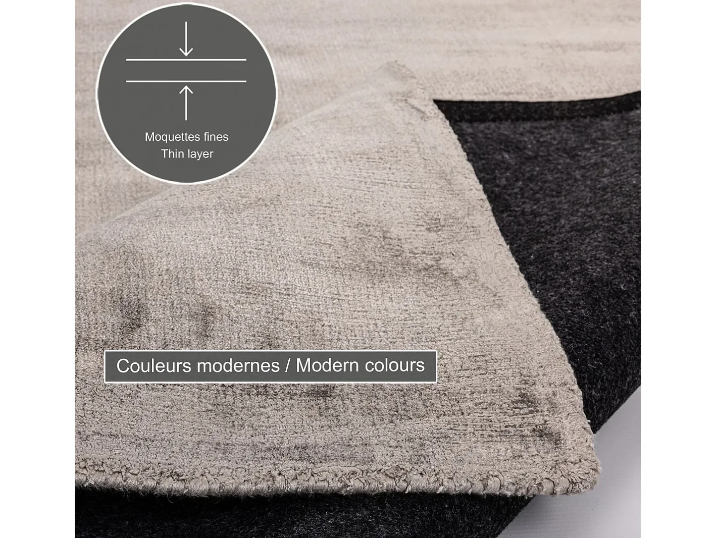Outlet Alfombra tejida a mano de viscosa 40x60 cm Star Gris