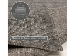 New Alfombra UNI a rayas de viscosa y lana 70x140 cm Antracita Venus Gris antracita