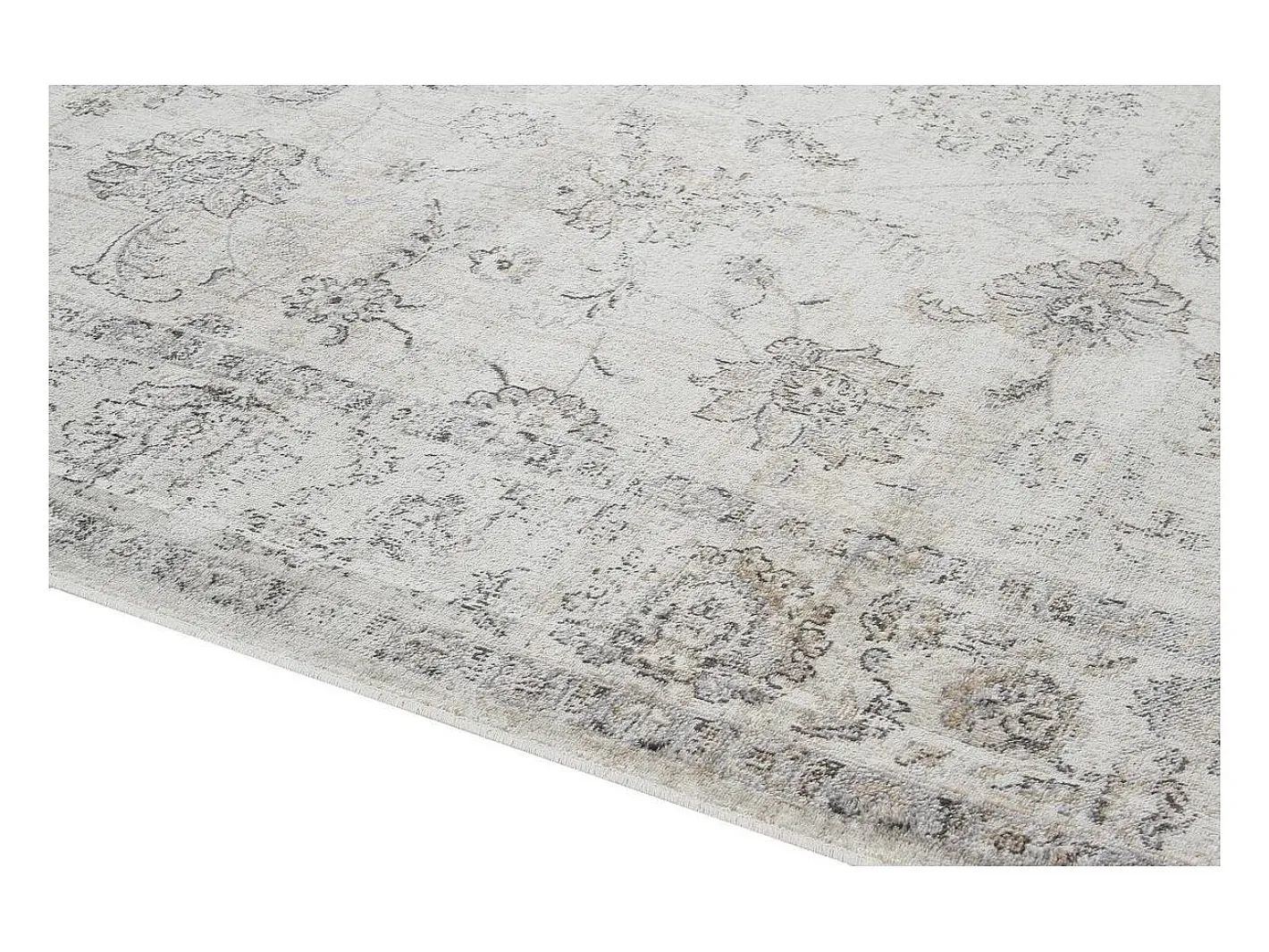 Miliboo Alfombra De Salón-Alfombra vintage de viscosa con estampado 160 × 230 cm RYAD Gris