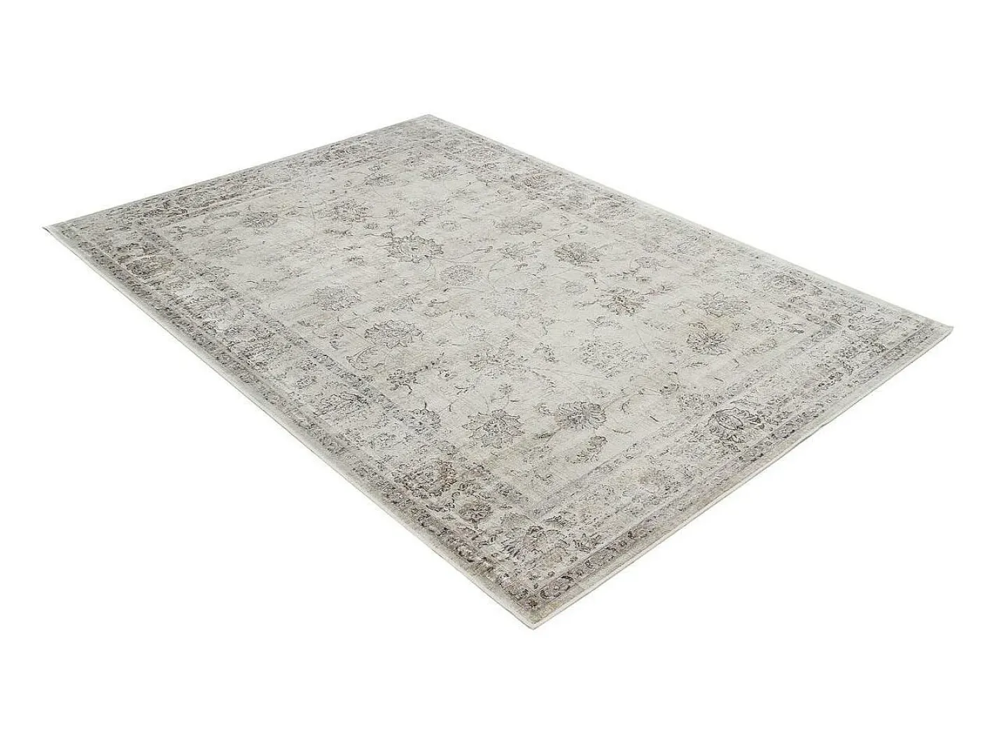 Miliboo Alfombra De Salón-Alfombra vintage de viscosa con estampado 160 × 230 cm RYAD Gris