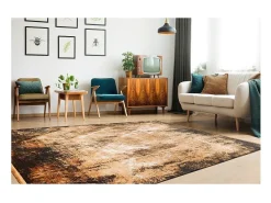 Meublorama Alfombra 170x120cm, diseño E409E en color dorado - Confort y elegancia para su interior. Amarillo Best