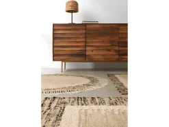 Outlet Alfombra yute lana y algodón 120 cm diam. Beige