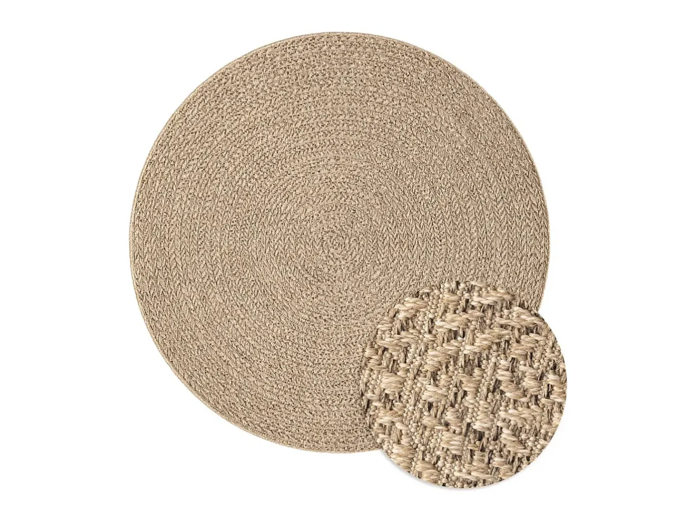 Alfombra De Salón|Alfombra Redonda-Alfombra ZIZUR apariencia de yute interior y exterior 90 cm ES92053 Marru00f3n