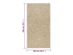 New Clicnbuy Alfombra ZIZUR apariencia de yute interior exterior 100x200 cm Marru00f3n