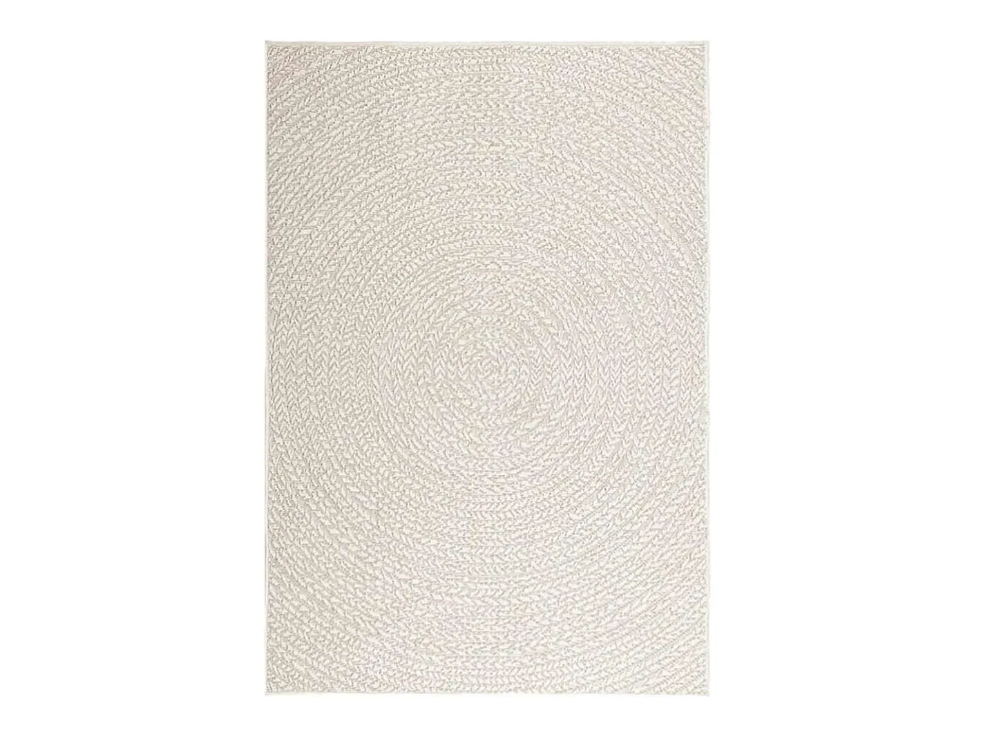 Alfombra De Cocina-Alfombra ZIZUR color crema 120x170 cm efecto yute interior y exterior Blanco