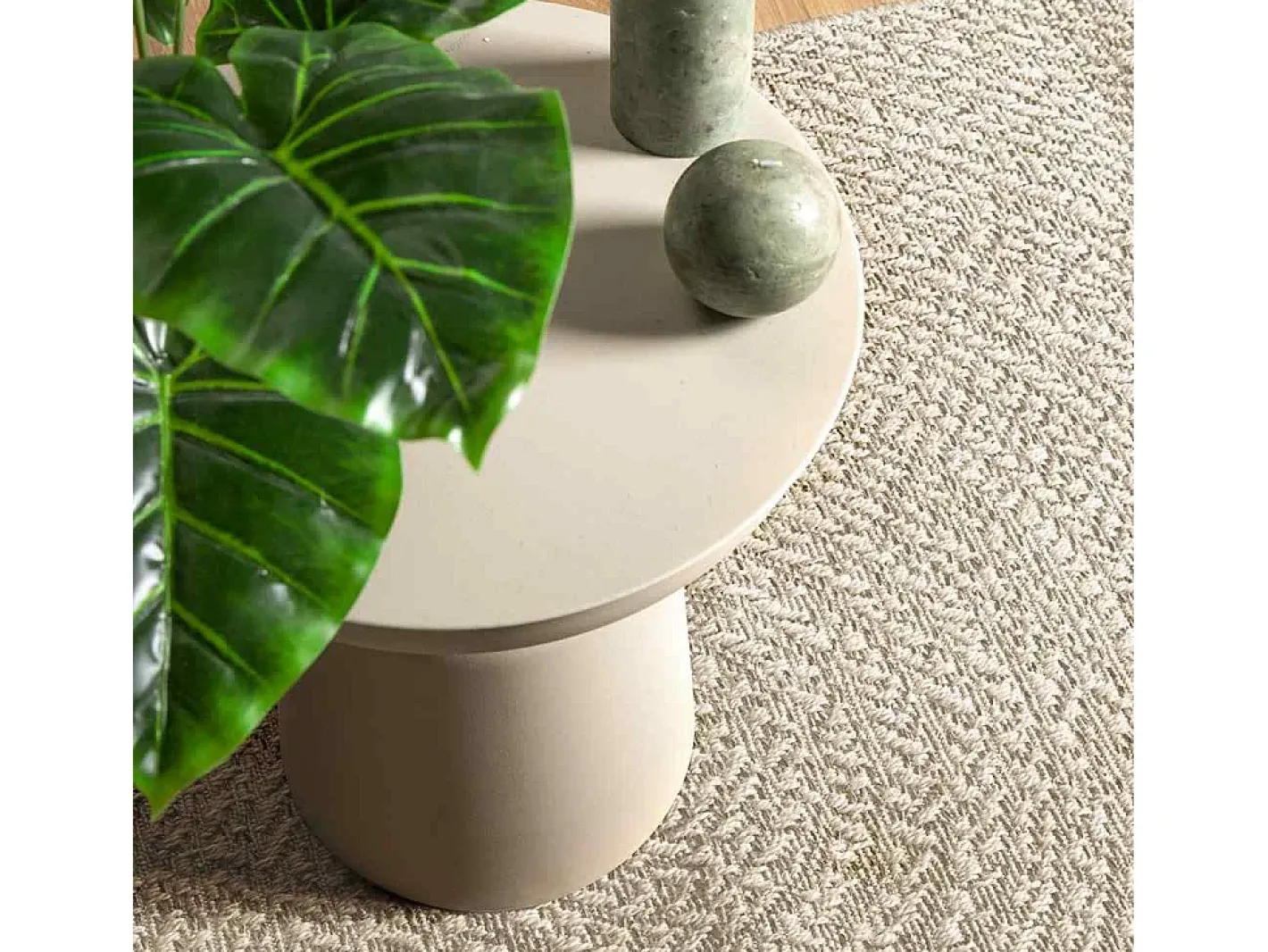 Alfombra De Cocina-Alfombra ZIZUR color crema 120x170 cm efecto yute interior y exterior Blanco