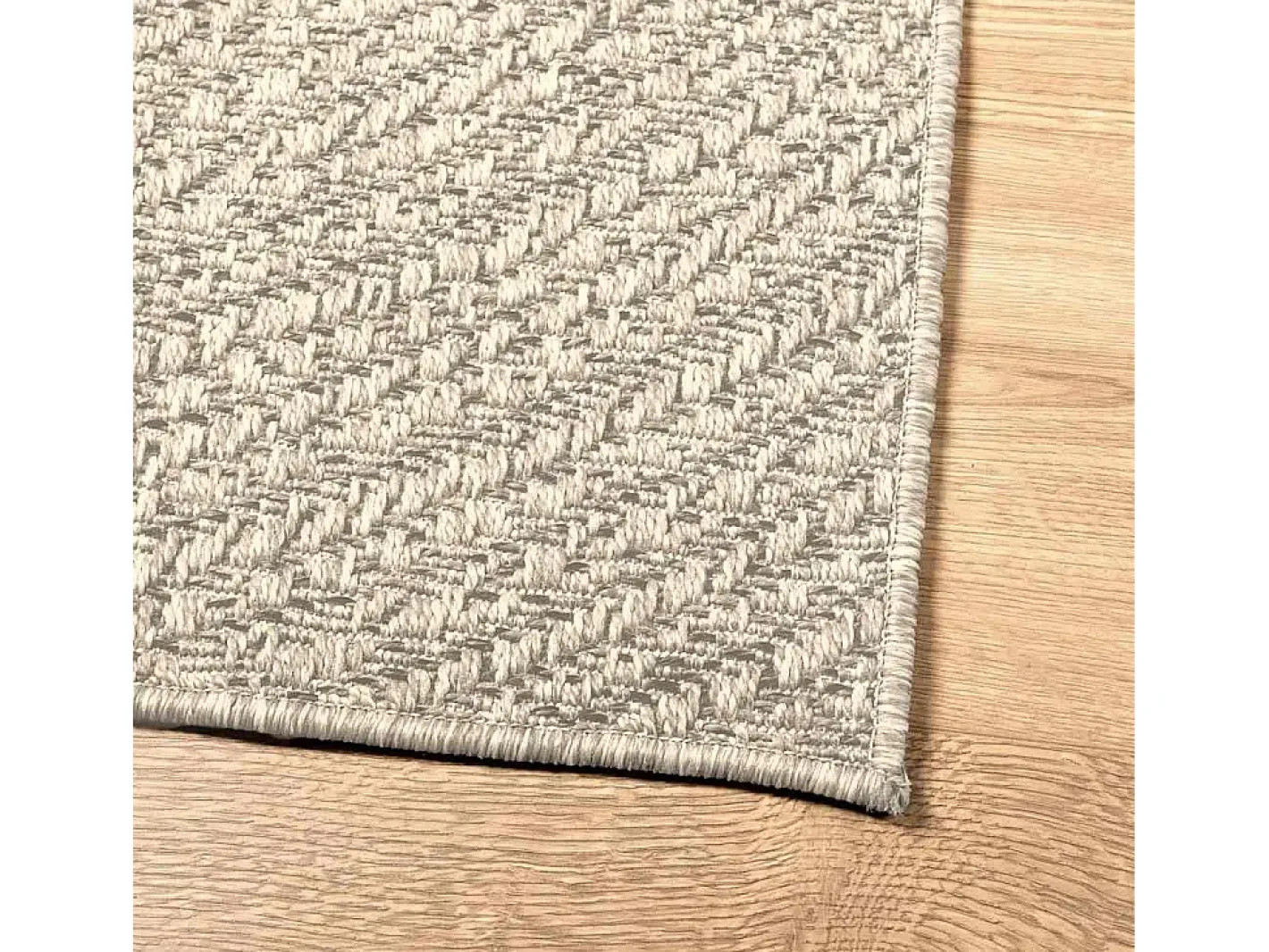 Alfombra De Cocina-Alfombra ZIZUR color crema 120x170 cm efecto yute interior y exterior Blanco