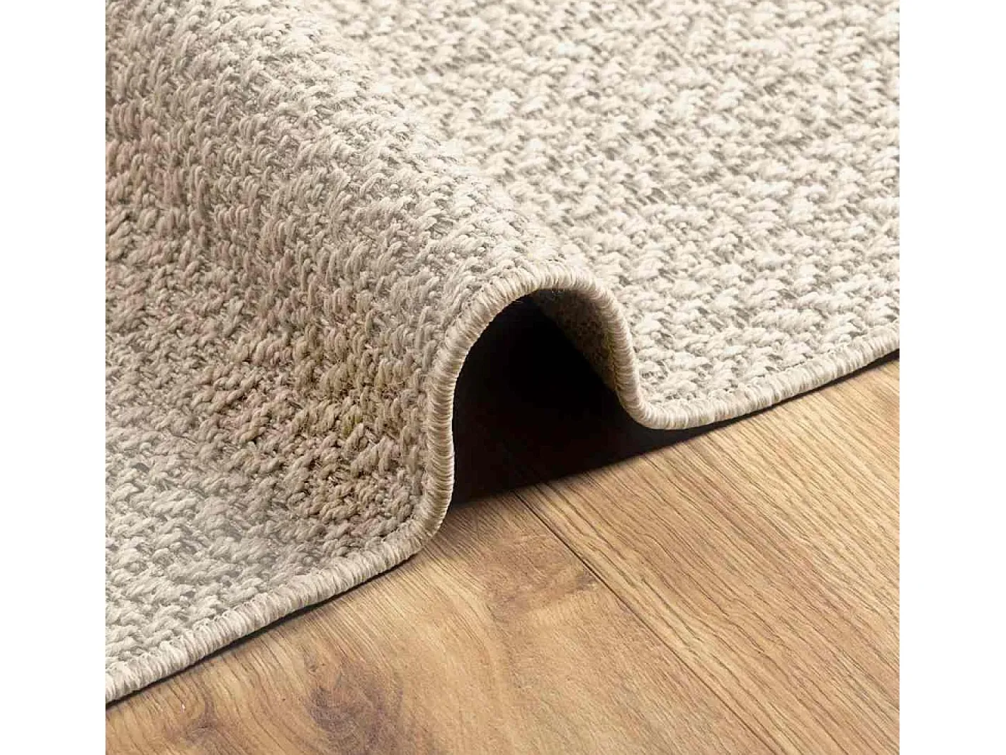 Alfombra De Cocina-Alfombra ZIZUR color crema 200x290 cm efecto yute interior y exterior Blanco