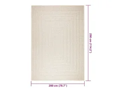 Alfombra De Cocina-Alfombra ZIZUR color crema 200x290 cm efecto yute interior y exterior Blanco