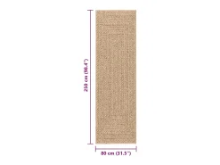 Alfombra De Cocina-Alfombra ZIZUR 80x250 cm efecto yute para interior y exterior Marru00f3n