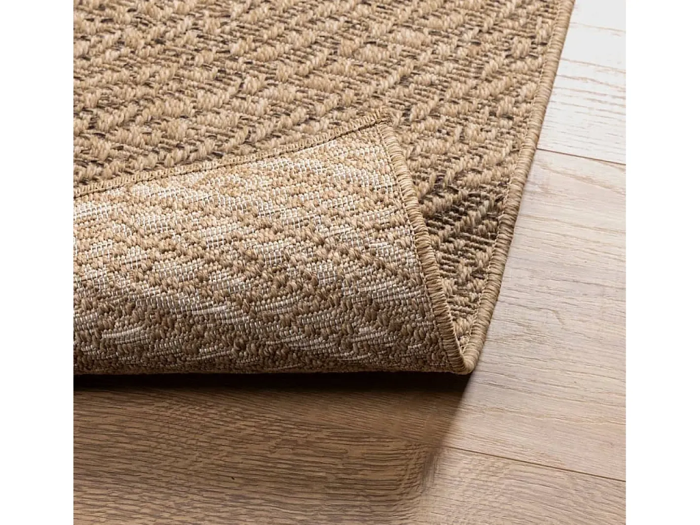 Alfombra De Cocina-Alfombra ZIZUR 80x150 cm efecto yute para interior y exterior Marru00f3n