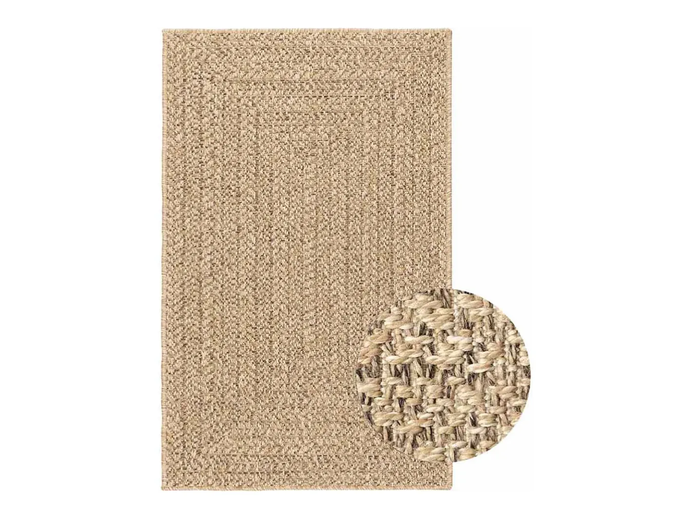 Alfombra De Cocina-Alfombra ZIZUR 240x340 cm efecto yute para interior y exterior Marru00f3n