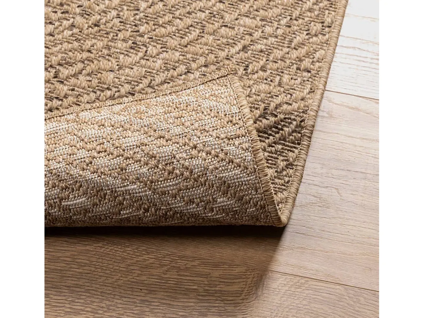 Alfombra De Cocina-Alfombra ZIZUR 200x290 cm efecto yute para interior y exterior Marru00f3n