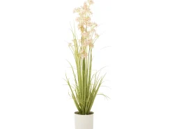 J-Line Planta Artificial-Allium artificial en maceta de plástico 26x26x160 cm Rosa
