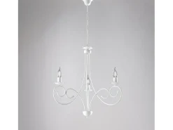Alma - Lámpara de araña de hierro lacado en con decoración. Lámpara de techo efecto shabby chic 3 luces 120 - Ø50 - BL130-3-BCO Blanco Online