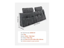 Discount Almohada de Lectura SucceBuy con Bolsillos Laterales y Apoyacabezas, Almohada de Cabecera, Almohada en Flanela Lavable, Soporte Cómodo para Leer Gris
