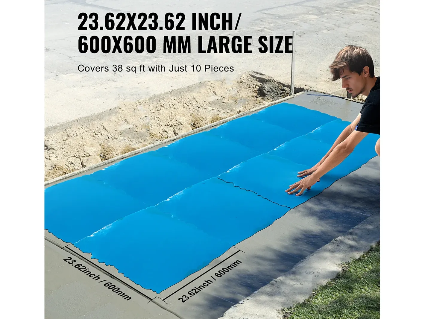 Alfombra De Salón-Almohadilla de Estampado para Hormigón SucceBuy, 61 x 61 cm, Piel Texturizada en Poliuretano Azul