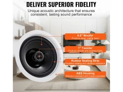 Altavoces de Techo SucceBuy Lote de 4 Bluetooth 17cm 150 W de Montaje Empotrado en la Pared, Sistema de Altavoces Empotrados en Techo y Pared Blanco