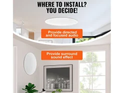 Plafón-Altavoces de Techo SucceBuy Lote de 2 50 Vatios 20cm, Montaje Empotrado, Sistema de Altavoces Empotrados en Techo y Pared Blanco