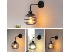NETTLIFE Aplicación para pared , lámpara de iluminación para pared interior Vintage, lámparas para pasillo retro, negra, E27. Negro New